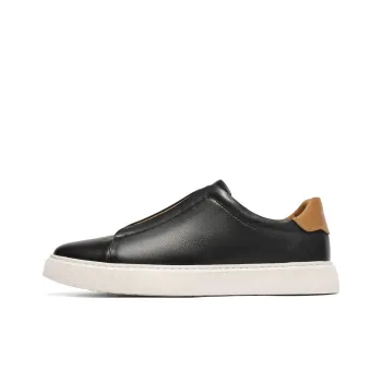 BELLE Low Top Skateboard Shoes Men's White, Black