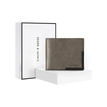 Simvay Clos Synthetic Leather Coin Purse ID Clutch Card Clip Holder Regular Men's Gray