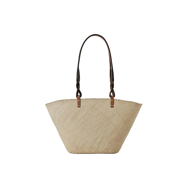 Mulberry Raffia With Thick Cow Leather One Shoulder Handbags Women's Earth Tone Bright Umber-2
