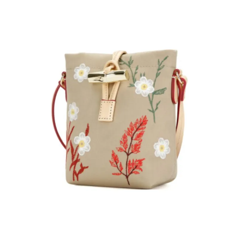 LONGCHAMP Fabric Bucket Bags Shoulder Bag Crossbody Bag Mini Women's Khaki-1