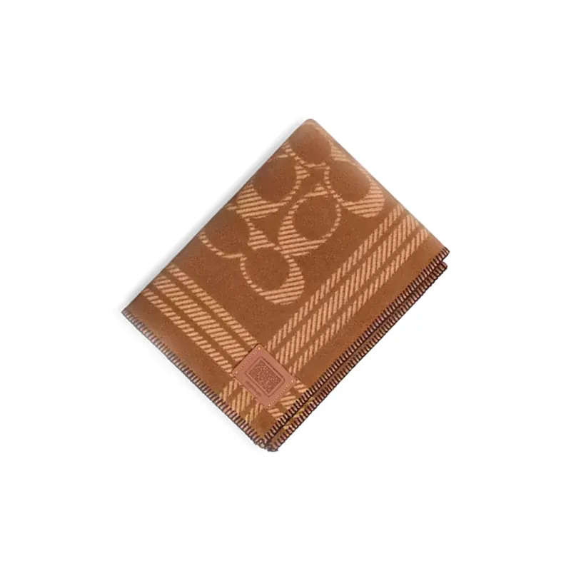 COACH Wool Cotton Shawls Women's Brown-1