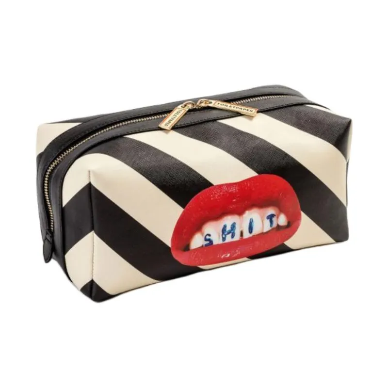 SELETTI Toilet Paper Stripe print Wash Bag-2
