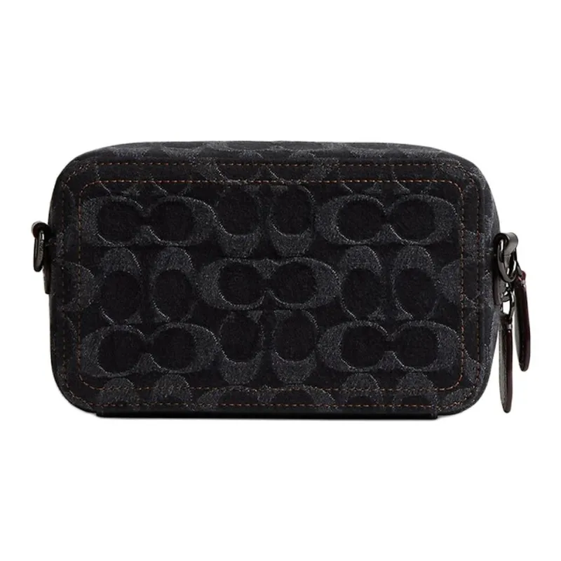 COACH Charter Iconic Denim With Refined Calfskin Shoulder Bag, Crossbody Bag Women's Black-1