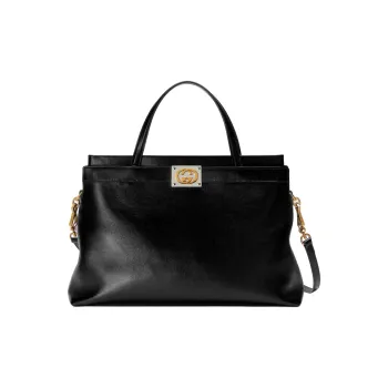 GUCCI Lambskin Tote Bag, Shopping Bag, Shoulder Bag, Crossbody Bag, Handbag Medium Size Women's Black