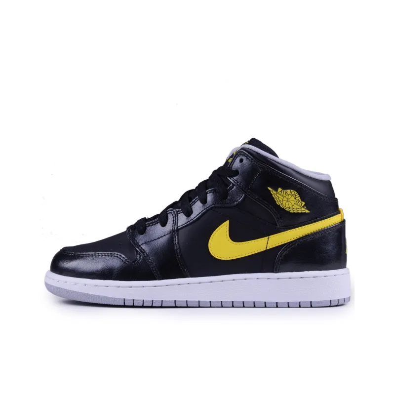 Jordan Air Jordan 1 Cushioning Wear-Resistant High-Top Vintage Basketball Shoes Men's Black Yellow-0