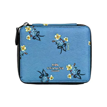 COACH Jewelry Bo Coated Canvas Jewelry Box Storage Bag Makeup Case Women's Blue