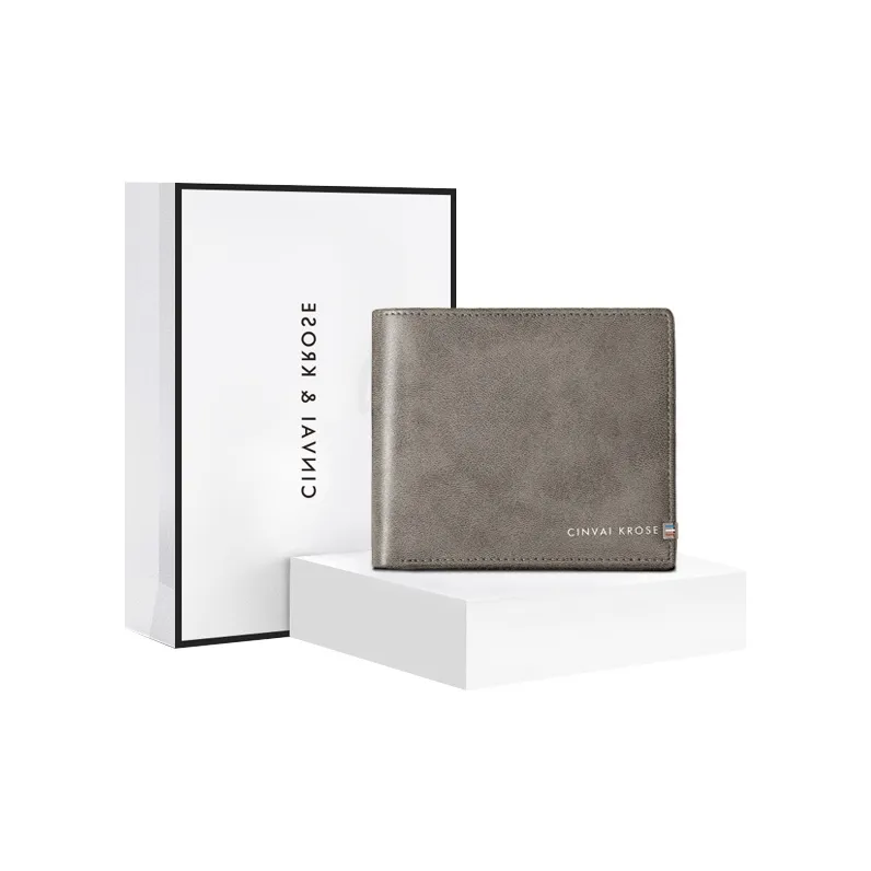 Simvay Clos Synthetic Leather Coin Purse Handheld ID Holder Money Clip Card Holder Regular Men's Gray-0
