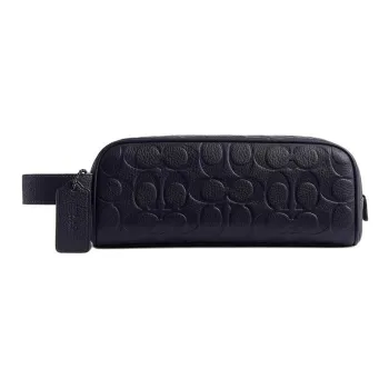 COACH Travel Kit Grained Leather Wallet Small Size Women's Black
