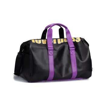LOVERPUSS Polyurethane Handbag Shoulder Bag Crossbody Bag Travel Gym Bag Large Size Unisex Black Purple Gold