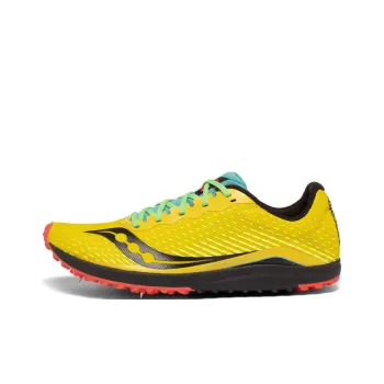 Saucony Cushioned Slip Resistant Lightweight Low Top Running Shoes Women's Yellow Black Long Stud