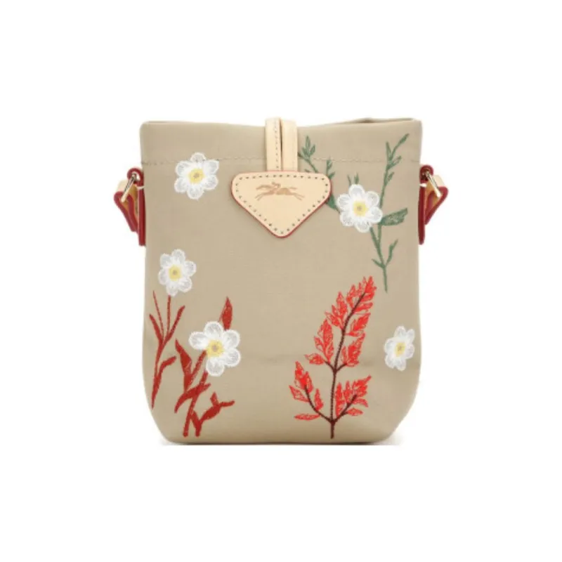 LONGCHAMP Fabric Bucket Bags Shoulder Bag Crossbody Bag Mini Women's Khaki-3
