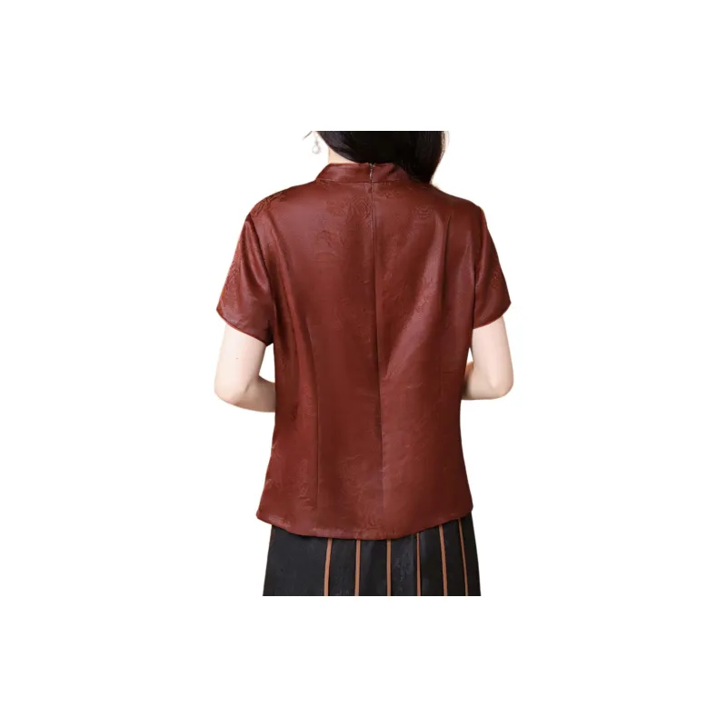Yi Mengyuan Silk T shirt Women's Red-0