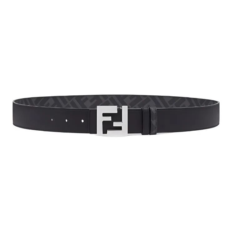 FENDI Calfskin Leather Belts Men's Black Width 3.5cm-0