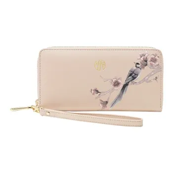 Ancient Yi Xi Cow Leather Chinese Fashion Trend Niche Wallet Clutch Women's Light Cherry Blossom Pink