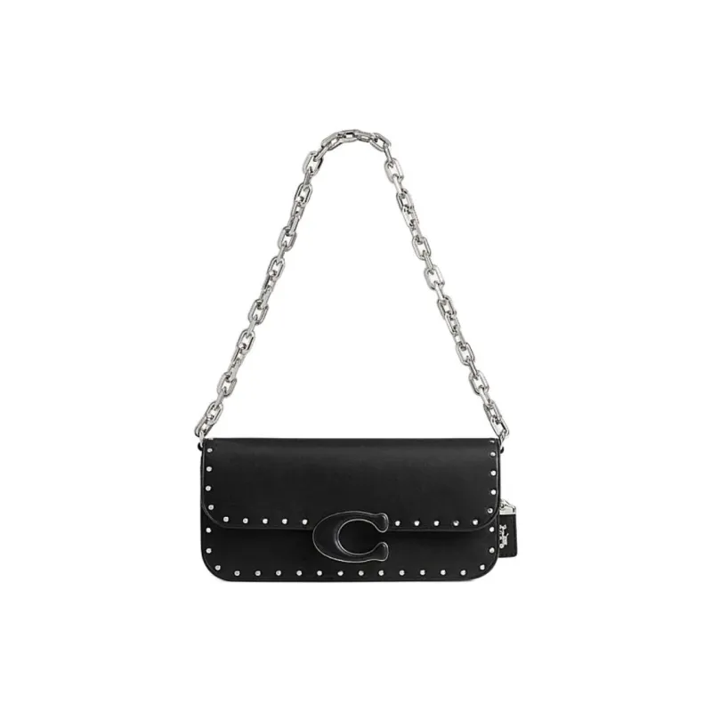 COACH IDOL Cow Leather Handbag, Shoulder Bag, Crossbody Bag Medium Size Women's Black-0