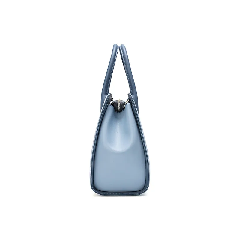 Ancient Yi Xi Cow Leather Niche Elegance One Shoulder Mom Bag Cheongsam Crossbody Handbag Women's Sunny Mountain Blue-3