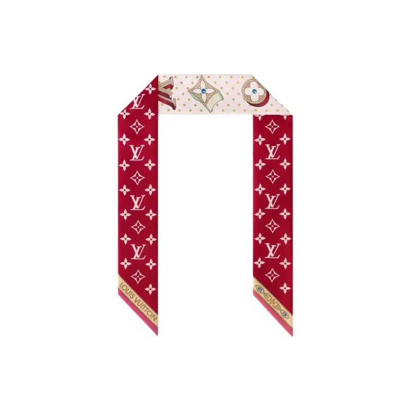 LOUIS VUITTON Silk Scarves Women's Red-1
