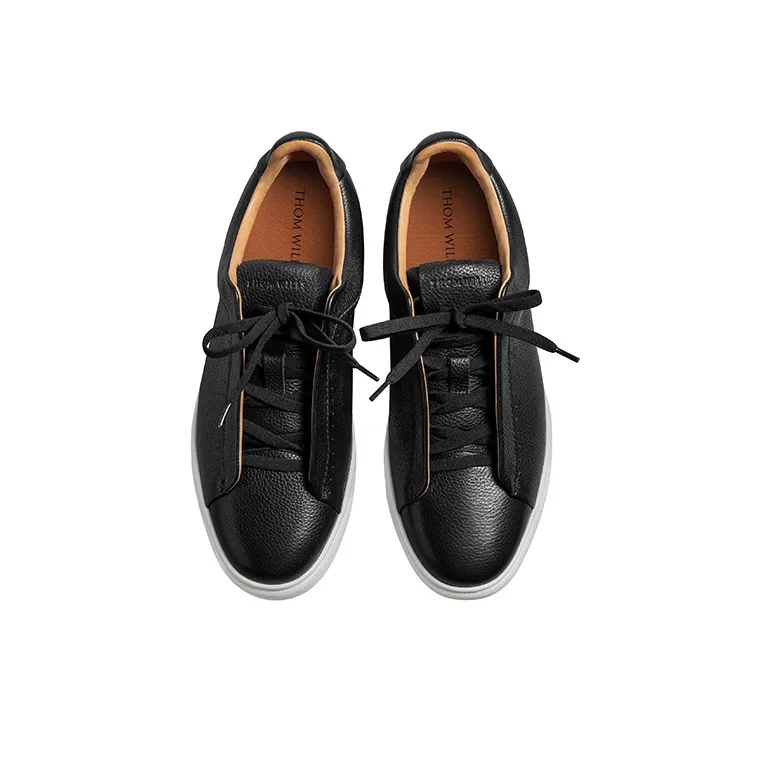 THOM WILLS Trendy Versatile Slip on Casual Shoes Low Top Skateboard Shoes Men's Black-2