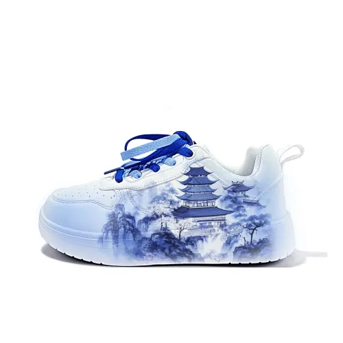 Cold Cicadas Yesterday Lightweight And Breathable Low Top Skateboard Shoes Unisex White Blue