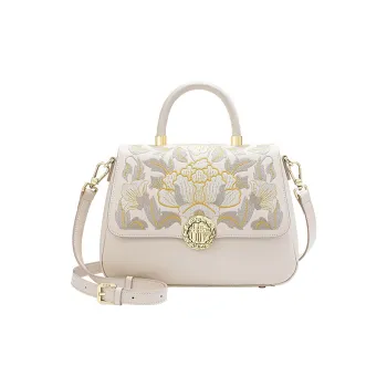 Ancient Yi Xi Cow Leather Small Square Bag, Shoulder Bag, Crossbody Bag, Handbag Women's Ecru