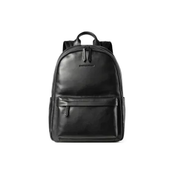 Sharkborough Top Grain Cow Leather Backpack Tubas Men's Black