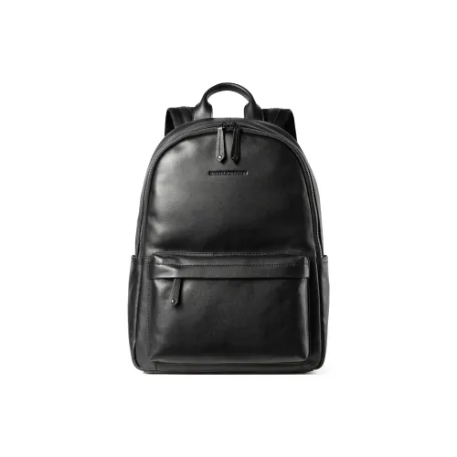 Sharkborough Top Grain Cow Leather Backpack Tubas Men's Black