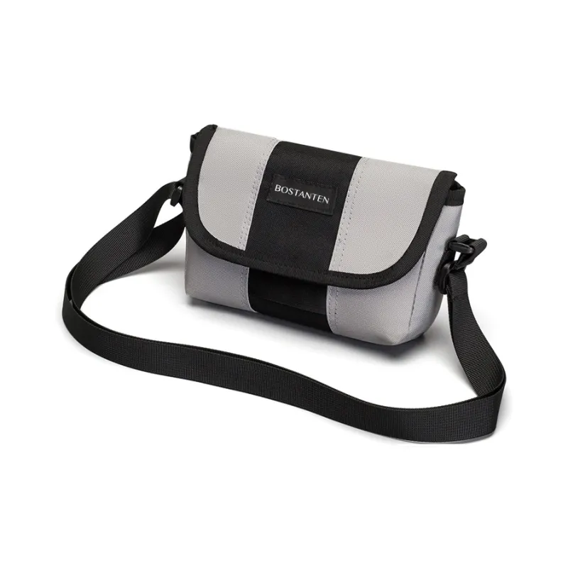 BOSTANTEN Oxford Crossbody Bag Unisex Black/Light Gray/Black & Green-12