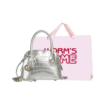 Worm's Home PU Shoulder Bag, Crossbody Bag, Handbag Women's Silver/Black/Pink