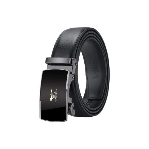 SEPTWOLVES Cow Leather knitted-motif With Belt Included Boyfriend Style Men's 3.1CM