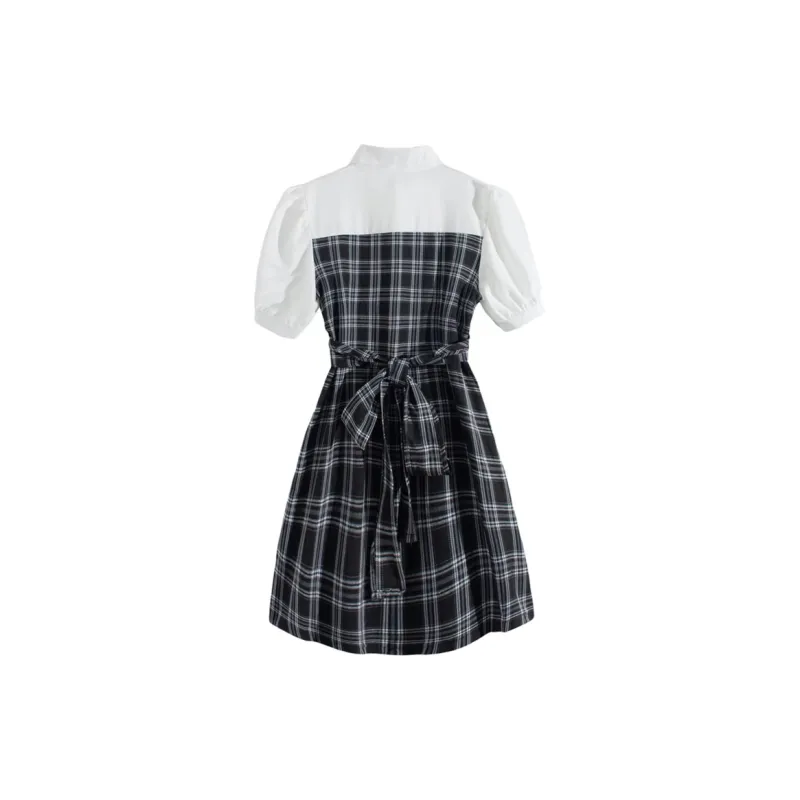 Incolore Short Sleeved Dresses Women's Plaid-1