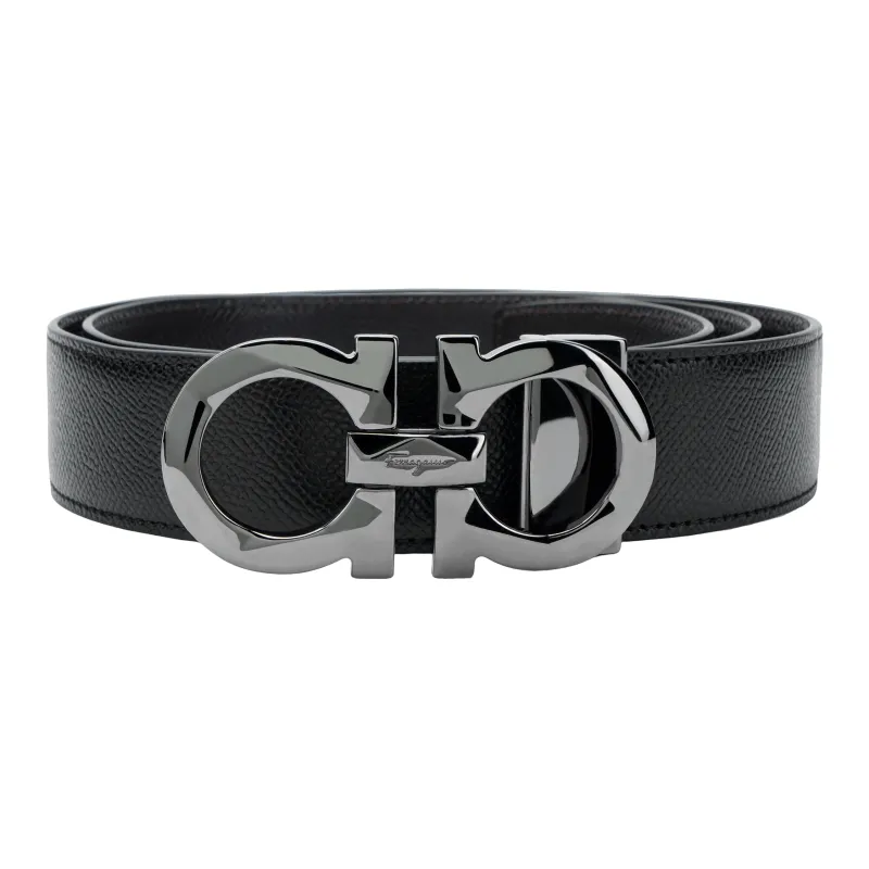 FERRAGAMO GANCINI Cow Leather Leather Belts Men's Width 3.3cm-3