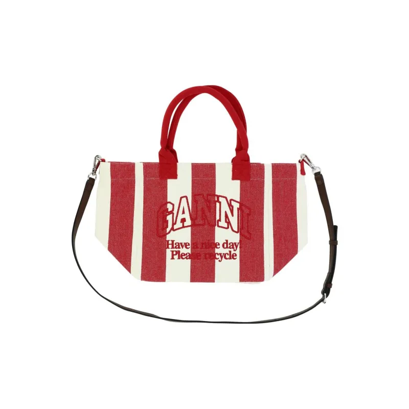 GANNI Barbados Striped Small Shopper Bag-1