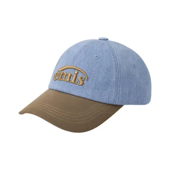 Emis Cotton Baseball Caps Unisex Light Blue Denim/Brown