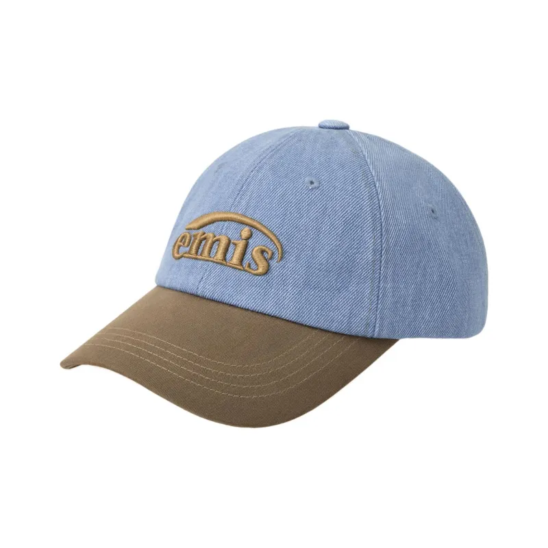 Emis Cotton Baseball Caps Unisex Light Blue Denim/Brown-0