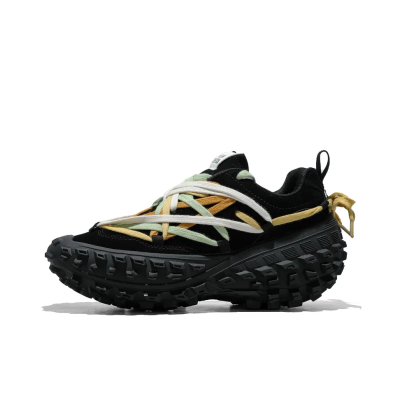 BOIGEMES Chunky Sneakers Unisex Low Top Black/Beige-0
