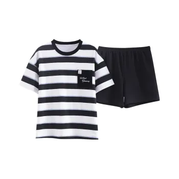 FENTENGCARE Pajama Set Women's Black White Stripes
