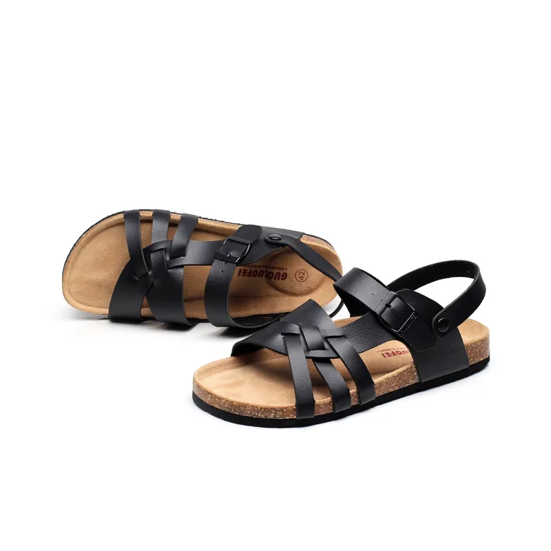 Golofi Double Layered Cork Slippers Roman Sandals Men's-4