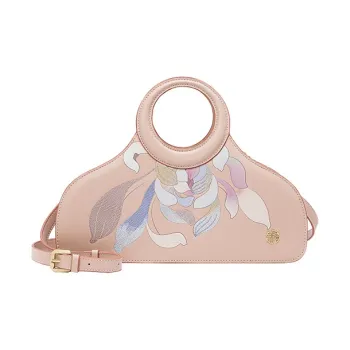 Ancient Yi Xi Cow Leather Shoulder Bag, Crossbody Bag, Handbag Women's Peach Branch Pink
