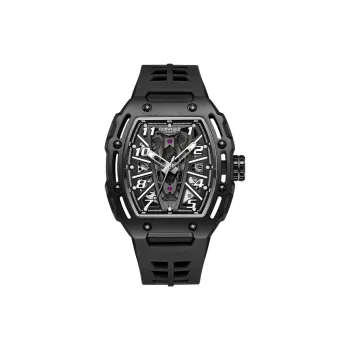 FAIRWHALE Starlight Collection Men's Watch Mechanical Movement Silicone Strap Watch Men's Watches Black Dial