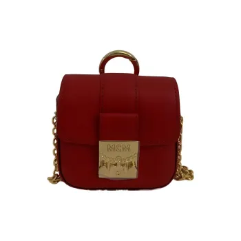 MCM Cow Leather AirPods Case Shoulder Bag, Crossbody Bag Regular Women's Red