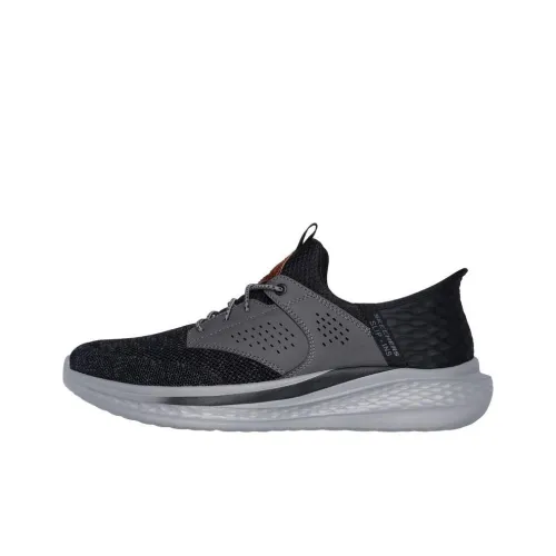 Skechers Slip Ins Anti Slip Wear Resistant Low Top Casual Running Shoes Men's Black Gray