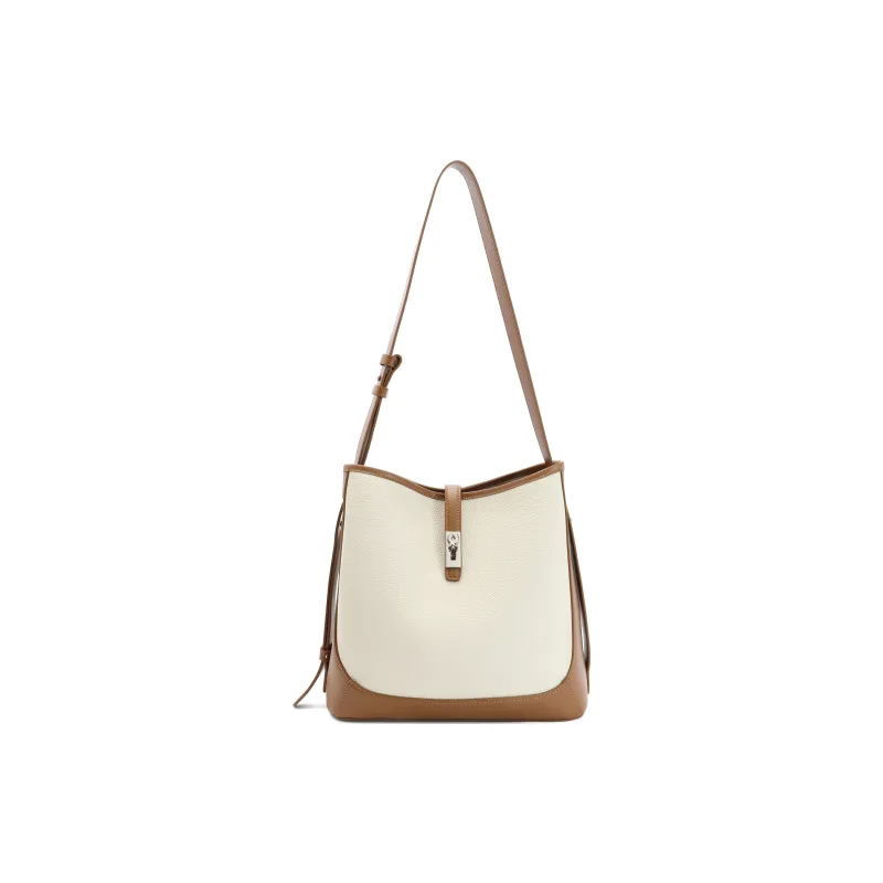 BELLE Premium Texture Shoulder Bag Medium Size Women's Solid Color Plain-5