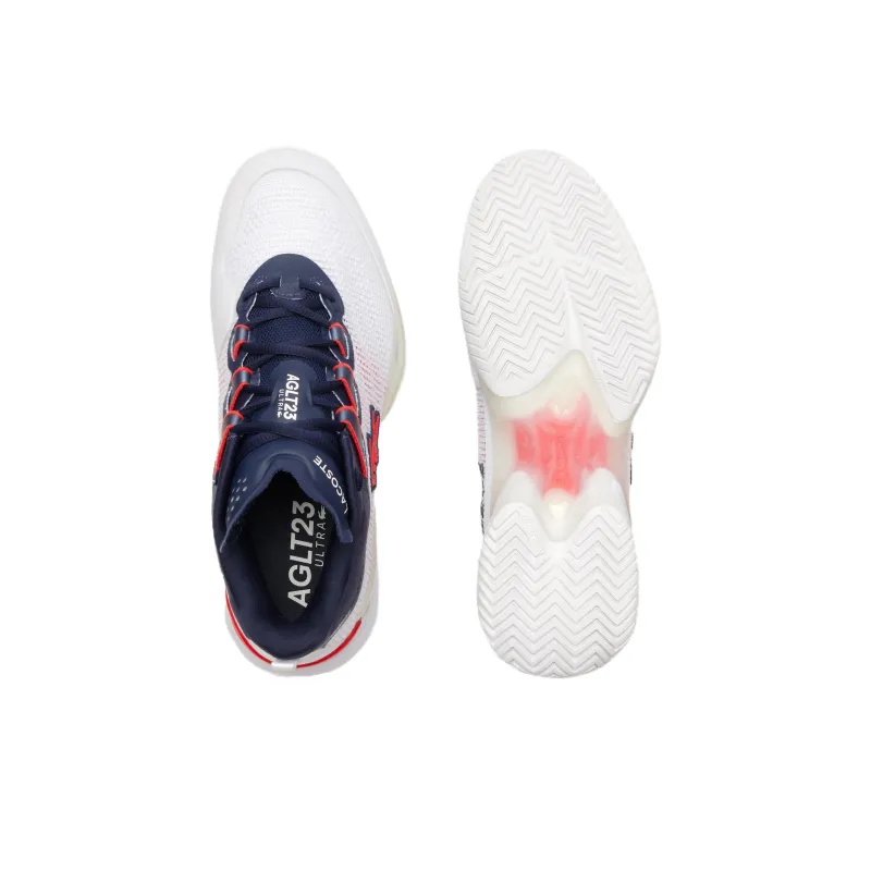 LACOSTE Low Top Tennis Shoes Men's White Blue Red-4