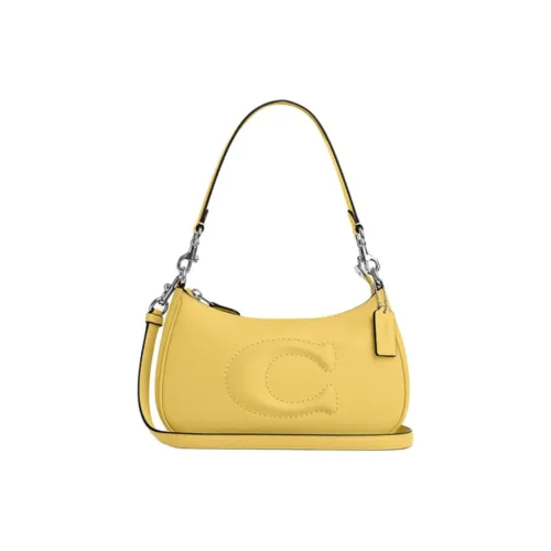 COACH Teri Cow Leather Handbag, Shoulder Bag Medium Size Women's Silver & White