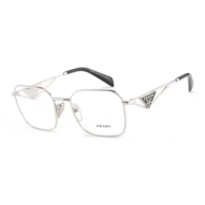 PRADA Metal Irregular Shape Eyeglass Frames Women's Silver-0