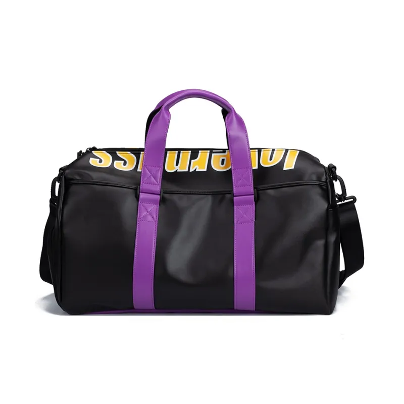 LOVERPUSS Polyurethane Handbag Shoulder Bag Crossbody Bag Travel Gym Bag Large Size Unisex Black Purple Gold-2