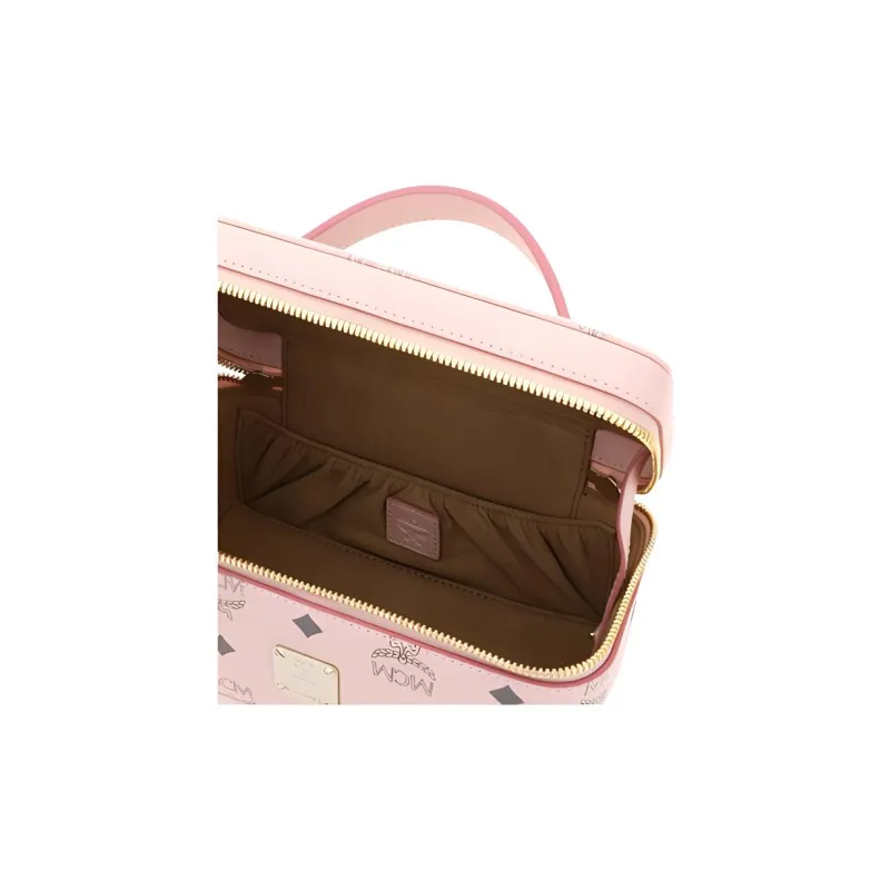 MCM Essential Visetos Origina Leather Makeup Box Style Box Bag, Handbag, Crossbody Bag, Shoulder Bag Women's Soft Pink-3