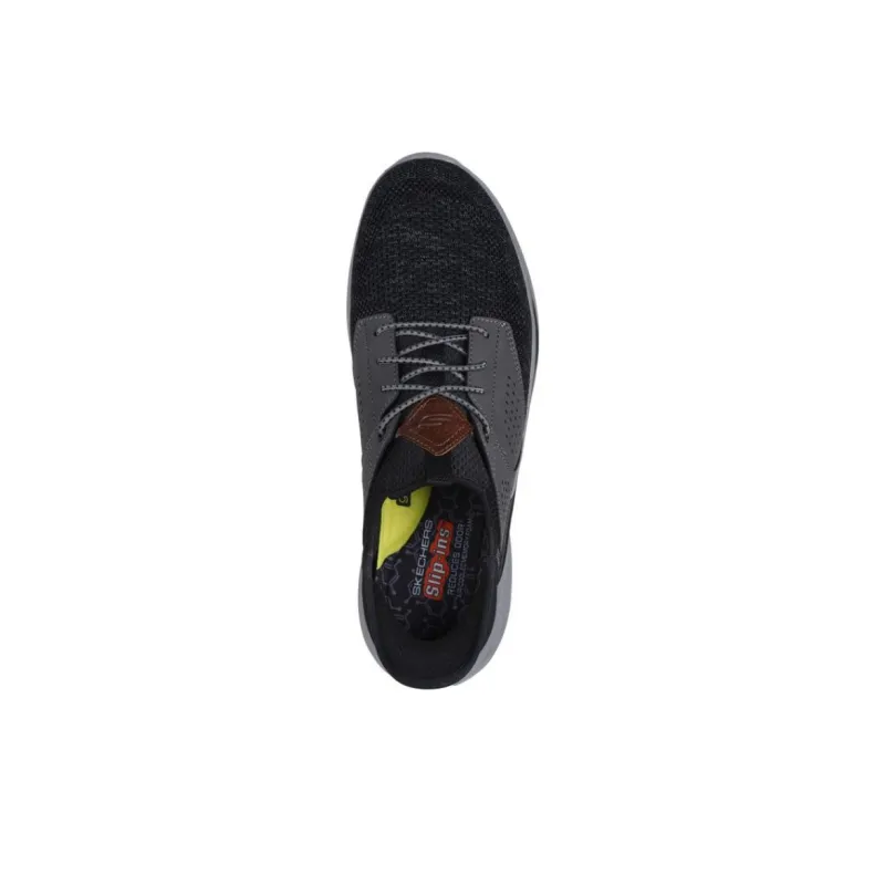 Skechers Slip Ins Anti Slip Wear Resistant Low Top Casual Running Shoes Men's Black Gray-3