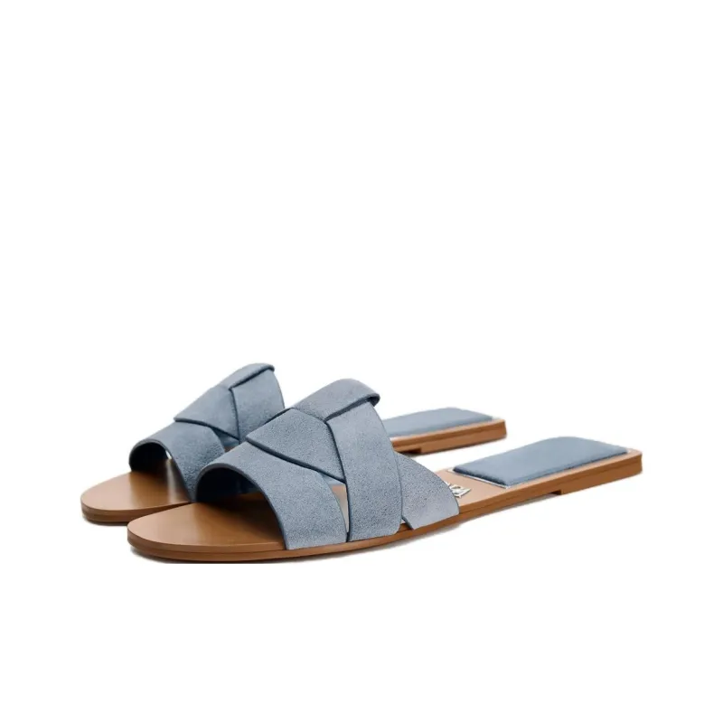 ZARA Slip Resistant Slide Slippers Women's Blue-1