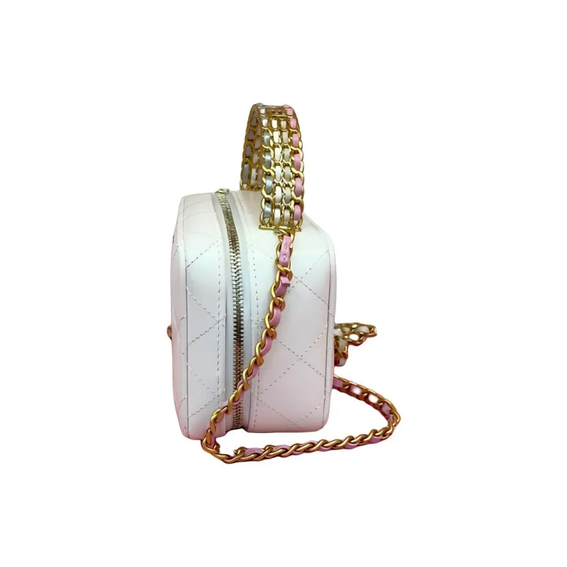 CHANEL Cow Leather Camera Bag, Chain Bag, One Shoulder Handbag, Crossbody Bag Women's White-1